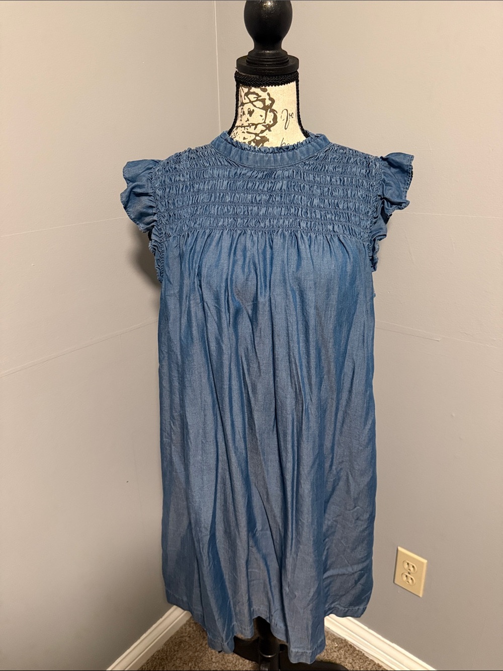Crown & Ivy Smocked Blue Dress